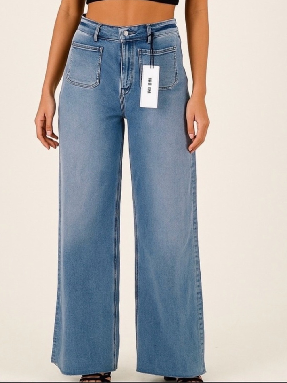 Mica Denim Sz 22W Wide Leg Jeans Super High Rise Denim Raw Hem NWT